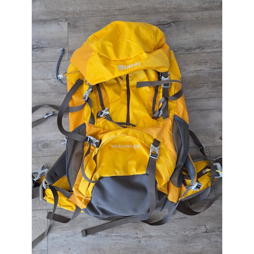 Ubon 50L Internal Frame Hiking Backpack Yellow Lightweight Camping Travel Pack